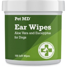 Pet MD - Dog Ear Cleaner Wipes - Otic Cleanser for Dogs to Stop Ear Itching, and Infections with Aloe and Eucalyptus - 100 Count