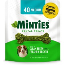 Dental Chews for Dogs – 40 Mint-Flavored Treats for Medium Dogs (25-50 lbs), Freshens Breath, Cleans Teeth, and Reduces Plaque and Tartar
