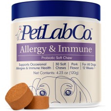 PetLab Co. Probiotics for Dogs, Support Gut Health, Occasional Diarrhea, Digestive Health & Seasonal Allergies - Pork Flavor - 30 Soft Chews - Packaging May Vary
